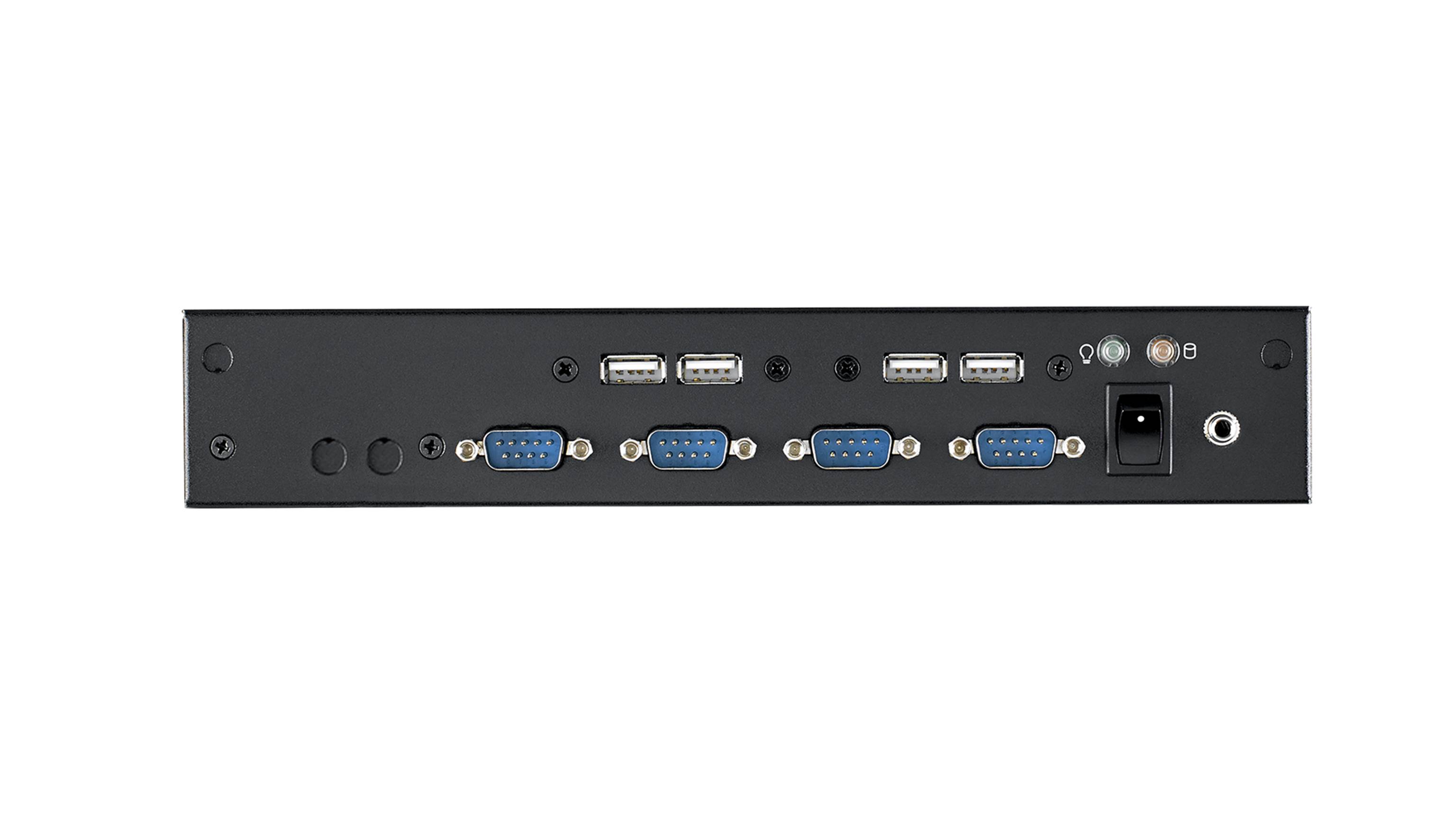 Fan-base Embedded Computer EPC-T2286 barebone with Intel Core i7-8700 (65W), 4x USB, 4x COM, up to 2x Antennas, DP/HDMI and CE / FCC / CCC certifications.